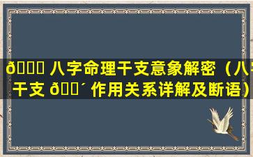 🐟 八字命理干支意象解密（八字干支 🌴 作用关系详解及断语）